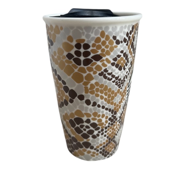 Starbucks Texas Ceramic Tumbler Travel Mug 2015 Snake Skin Pattern With Lid Rare - Picture 4 of 7